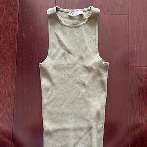 Zara green ribbed tank top